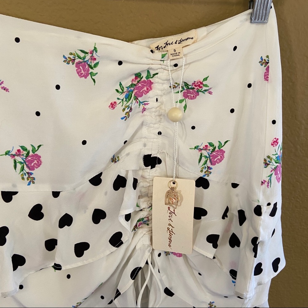 For Love & Lemons Lucia Set Floral Heart XS/S NWT - Picture 4 of 16